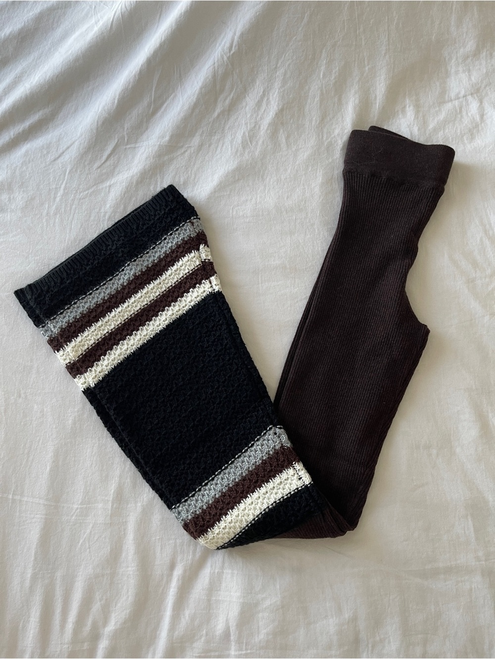 Hand knit flare leggings brown